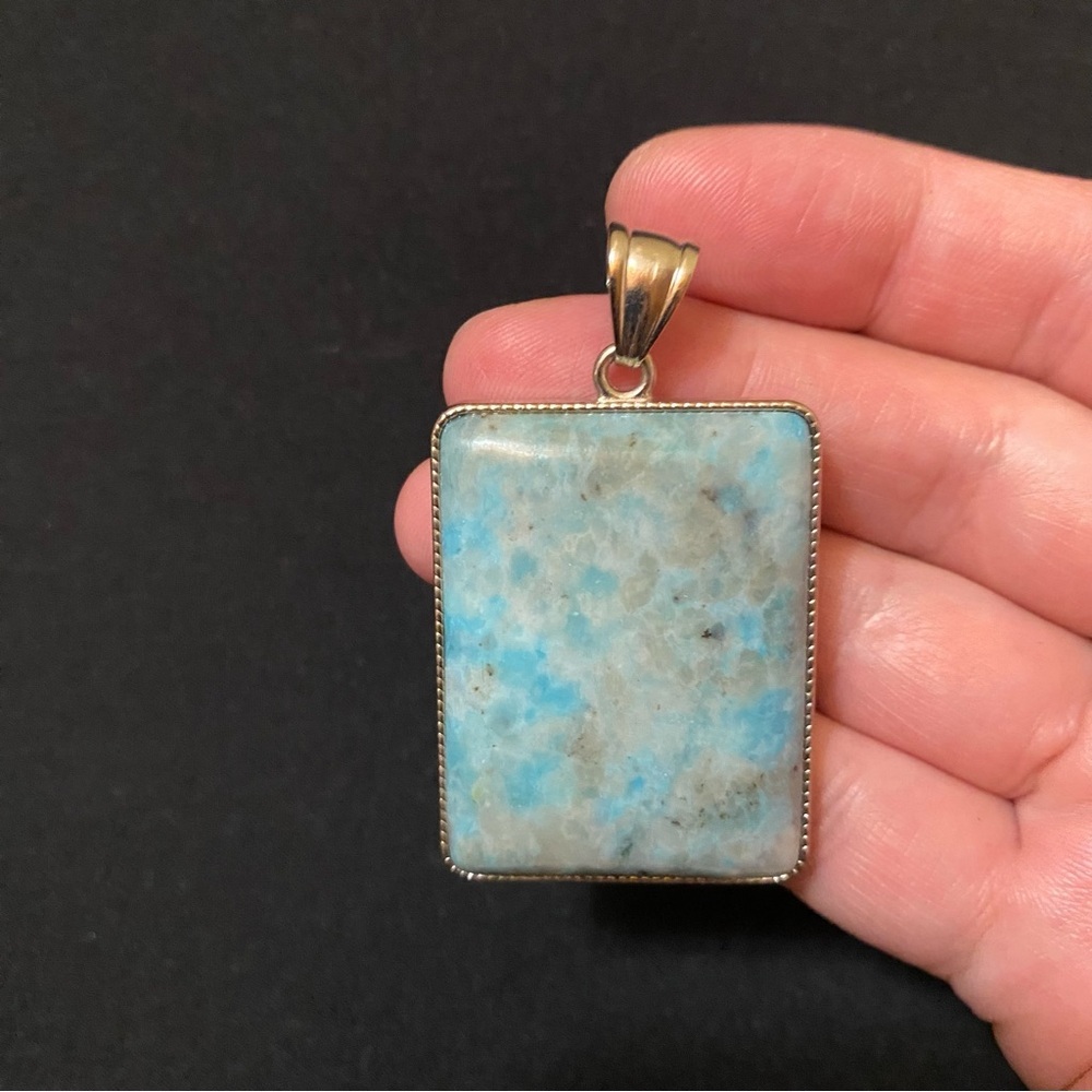 VGT Silver-Tone Turquoise Pendant - Picture 6 of 8
